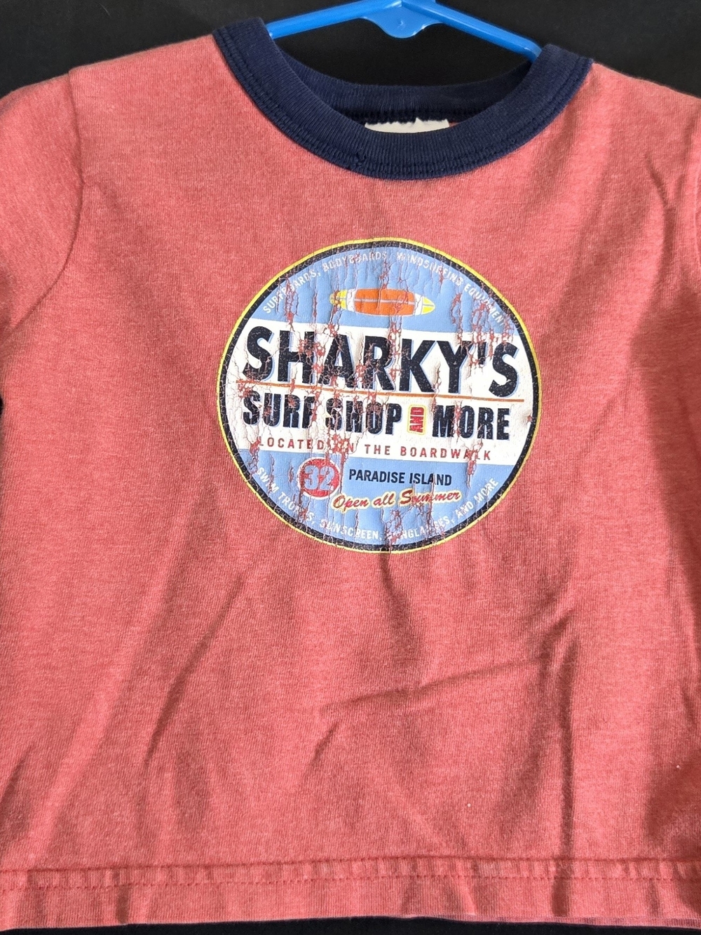 Kid Connection Coral Red Kids' Graphic Tee with Navy Trim #649